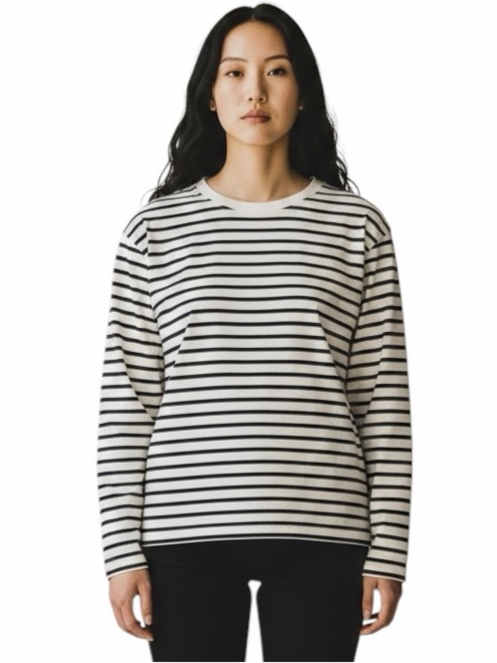 Zara•Black White Striped Long Sleeve Top